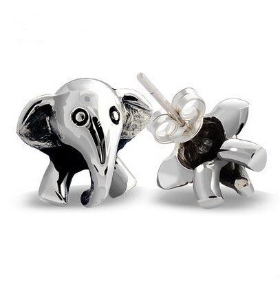 Silver Cute Baby Elephant Earrings